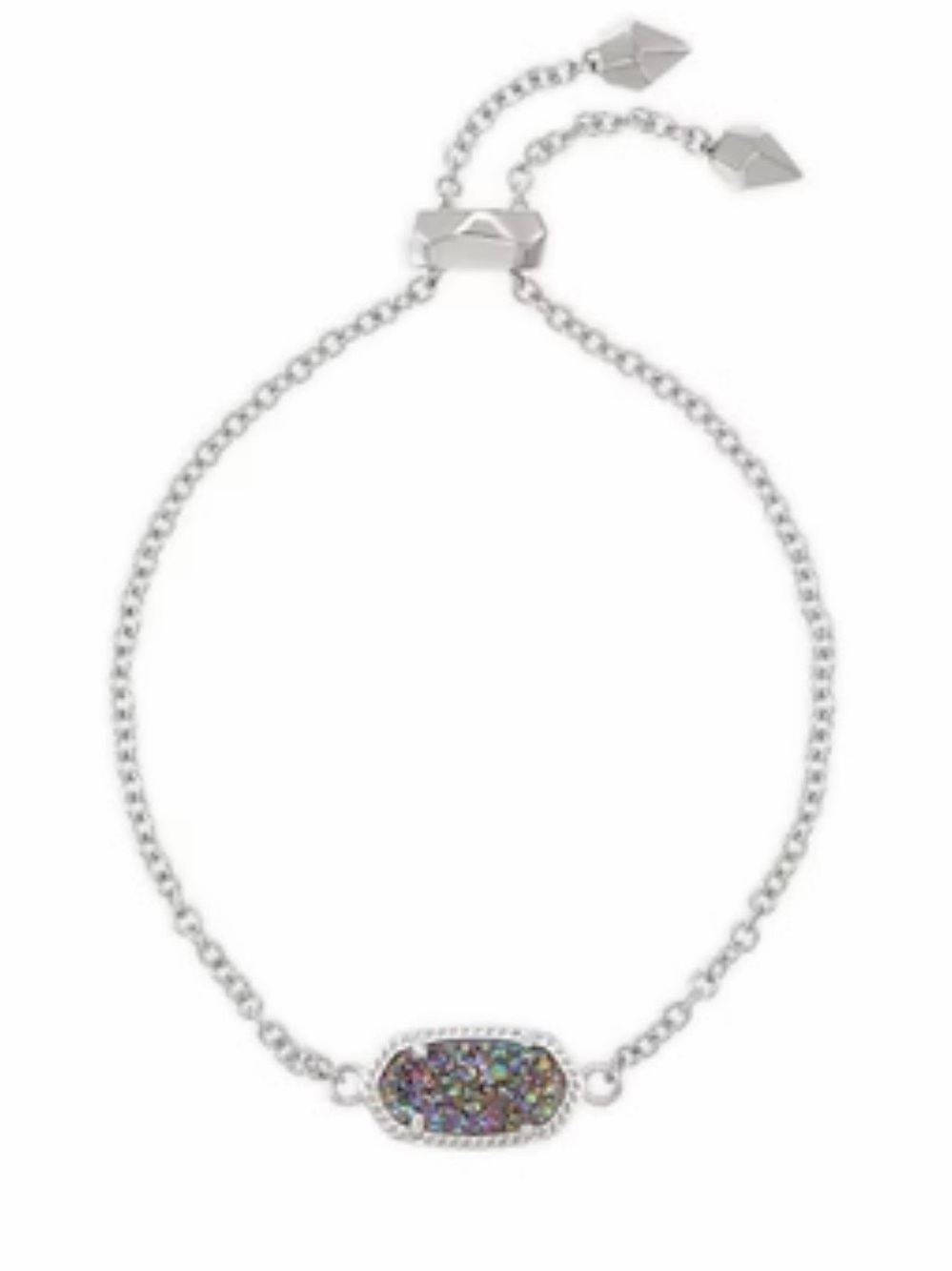 Kendra Scott Silver Adjustable Bracelet with Multicolor Druzy